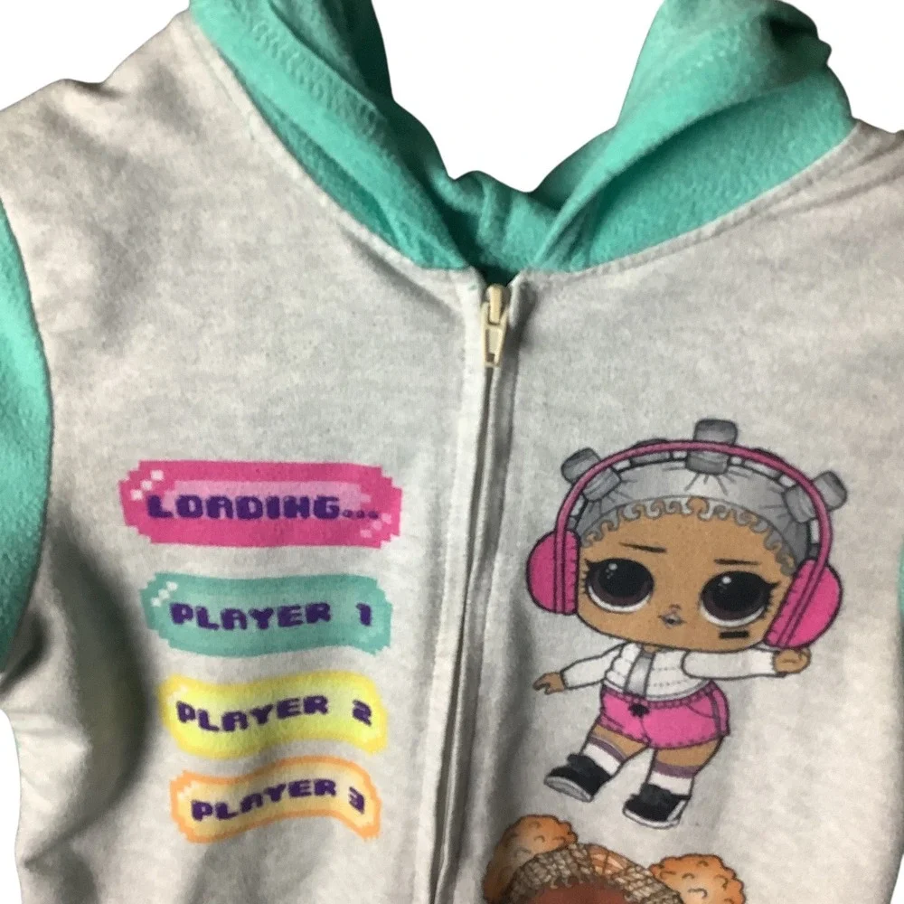 LOL Surprise Girls Hooded Union Suit One Piece Pajamas Size‎ Small Zip Front
